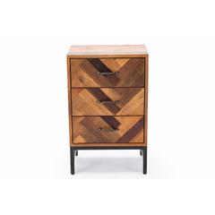 Benton Oak Wood 3 Drawer Nightstand - Natural Oak Finish