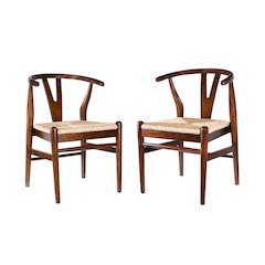 Wishbone Dining Chairs - Set of 2 - Cappuccino Finish
