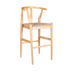 Wishbone Bar Height Kitchen Bar Stool - Natural Finish