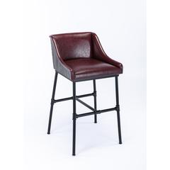 Parlor Faux Leather Adjustable Bar Stool - Burgundy
