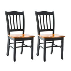 Shaker Dining Chairs, Set of 2 - Black/Oak