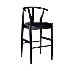 Wishbone Counter Height Kitchen Bar Stool - Black Finish
