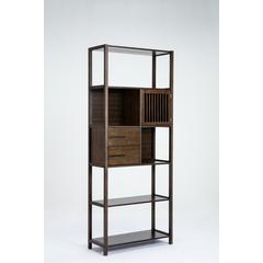 Selma Bamboo Bookcase - Right Facing Spindle Cabinet, Cappuccino