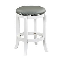 Cordova 24.5" Backless Faux Leather & Wood Swivel Counter Stool in White