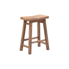 Sonoma Backless Saddle Counter Stools - Barnwood Wire-Brush - Set of 2