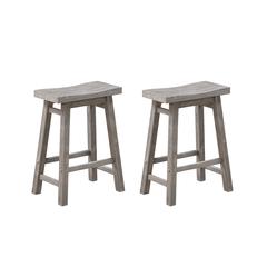 Sonoma Backless Saddle Counter Stools - Storm Gray Wire-Brush - Set of 2