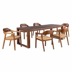 Rasmus 7pc Rush Dining Set - Chestnut Wire-Brush Finish