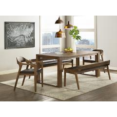 Rasmus 5 Piece Dining Set, 2 Dining Benches, 2 Arm Chairs