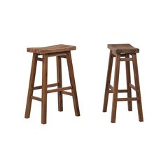 Sonoma Backless Saddle Bar Stools - Chestnut Wire-Brush - Set of 2
