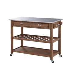 Sonoma Kitchen Cart with Stainless Steel Top [Barnwood Wire-Brush]