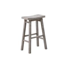Sonoma Backless Saddle Bar Stools - Storm Gray Wire-Brush - Set of 2