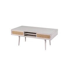Cambria Coffee Table - Zebrano Whitewash/Natural Cane