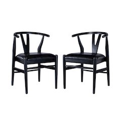 Wishbone Dining Chairs - Set of 2 - Black Finish