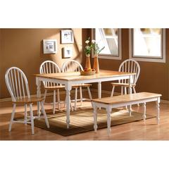 6PC Farmhouse Dining Set, White/Natural