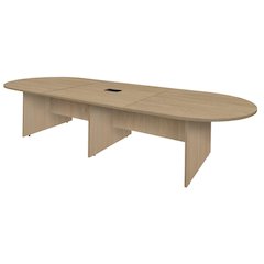 12 ft. Racetrack Laminate Conference Table with Charging Port- Noble Oak