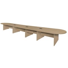 20 ft Racetrack Laminate Conference Table with 3 Charging Ports- Noble Oak
