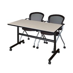 48 x 30 in. Flip-Top Training Nesting Table- Maple, 2 Cadence Nesting Chairs