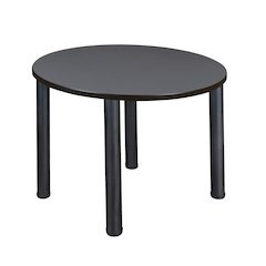 36 in. Medium Round Breakroom Table- Grey Top, Black Legs