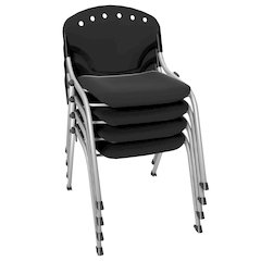 Rico Classroom Training Stack Chair Armless - Black - 4 Pack
