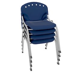 Rico Classroom Training Stack Chair Armless - Navy Blue - 4 Pack