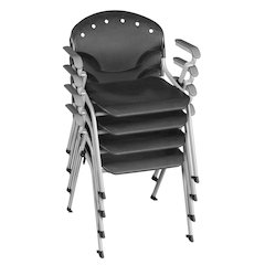 Rico Classroom Training Stack Chair with Arms - Black - 4 Pack