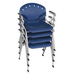 Rico Classroom Training Stack Chair with Arms - Navy Blue - 4 Pack