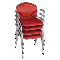 Rico Classroom Training Stack Chair with Arms - Red - 4 Pack