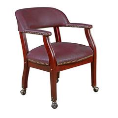 Ivy League Captain Chair with Casters- Burgundy