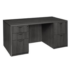Legacy 66" Double Full Pedestal Desk- Ash Grey