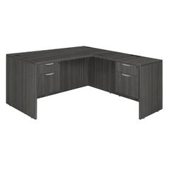Legacy 60" Double Pedestal L-Desk with 35" Return- Ash Grey