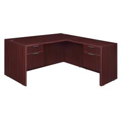 Legacy 66" Double Pedestal L-Desk with 35" Return- Mahogany