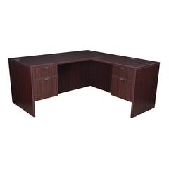Legacy 71" Double Pedestal L-Desk with 47" Return- Mahogany