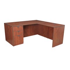 Legacy 66" Single Full Pedestal L-Desk with 47" Return- Cherry