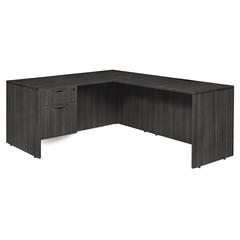 Legacy 66" Single Pedestal L-Desk with 47" Return- Ash Grey