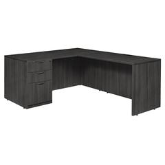 Legacy 66" Single Full Pedestal L-Desk with 47" Return- Ash Grey