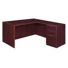 Legacy 66" Single Full Pedestal L-Desk with 47" Return- Mahogany