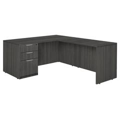 Legacy 71" Single Full Pedestal L-Desk with 47" Return- Ash Grey