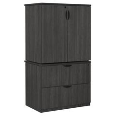 Legacy Lateral File with Stackable Storage Cabinet- Ash Grey