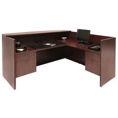 Legacy Double Box File Pedestal Reception Desk- Mahogany