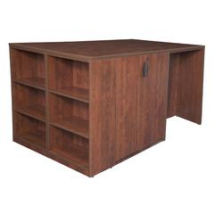 Legacy Stand Up Storage Cabinet/ 3 Desk Quad with Bookcase End- Cherry