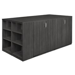 Legacy Stand Up 2 Storage Cabinet/ Lateral File/ Desk Quad with Bookcase End- Ash Grey