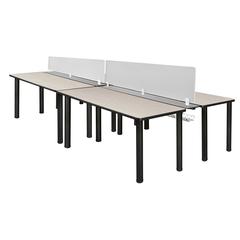 Kee 60" x 24" Double Benching System with Privacy Divider- Maple/ Black