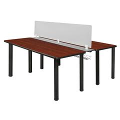Kee 60" x 24" Benching System with Privacy Divider- Cherry/ Black