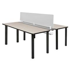 Kee 60" x 24" Benching System with Privacy Divider- Maple/ Black