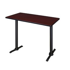 48 x 24 in. Steel T-Base Cafe Training Seminar Table- Mahogany