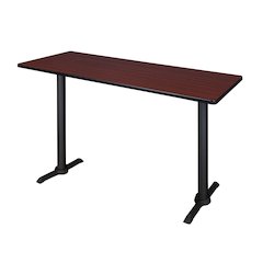 60 x 24 in. Steel T-Base Cafe Training Seminar Table- Mahogany