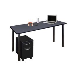 Regency Kee 48 x 24 in. Mobile Desk with Storage- Grey Top, Black Legs