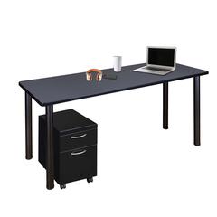 Regency Kee 60 x 24 in. Mobile Desk with Storage- Grey Top, Black Legs