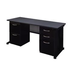Fusion 66" x 30" Double Pedestal Desk- Grey