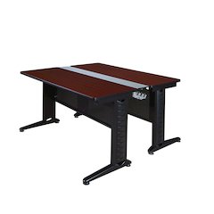 48 x 58 in. 2 Person Bench Workstation Desk- Mahogany